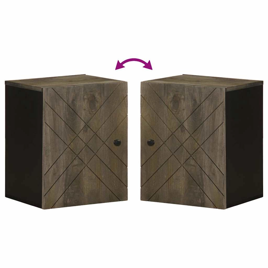 Mobiletto portaoggetti da bagno a parete nero 38 x 33 x 48 cm in legno massello di mango 02_0057733