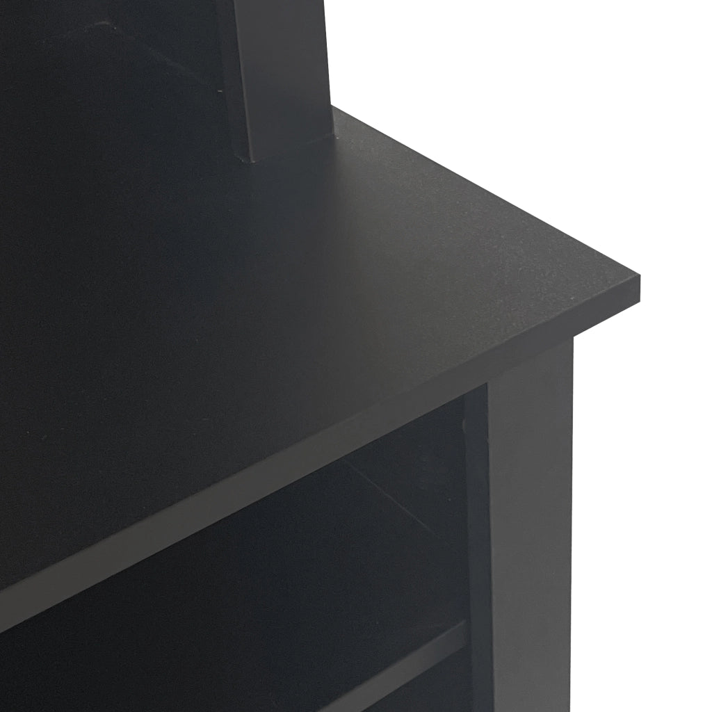 OKWISH Mobile da ingresso con panca, 3 ganci, 4 ripiani aperti e 2 ripiani regolabili, nero, 120×40×190 cm