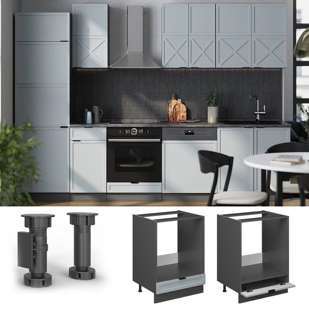 Mobile per forno da incasso Fame-Line Blu-grigio chiaro/Antracite 60 cm, PL Rovere Vicco
