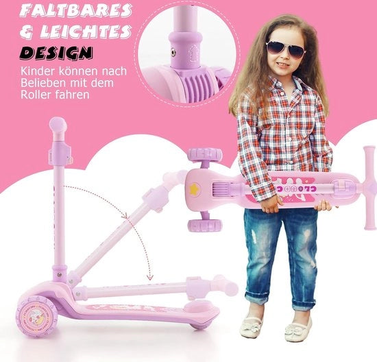 Scarpa per Bambini con Ruote a LED e Sterzo Regolabile, Scalino per Bambini da 3 a 6 Anni con Ruote e Sterzo Traploso