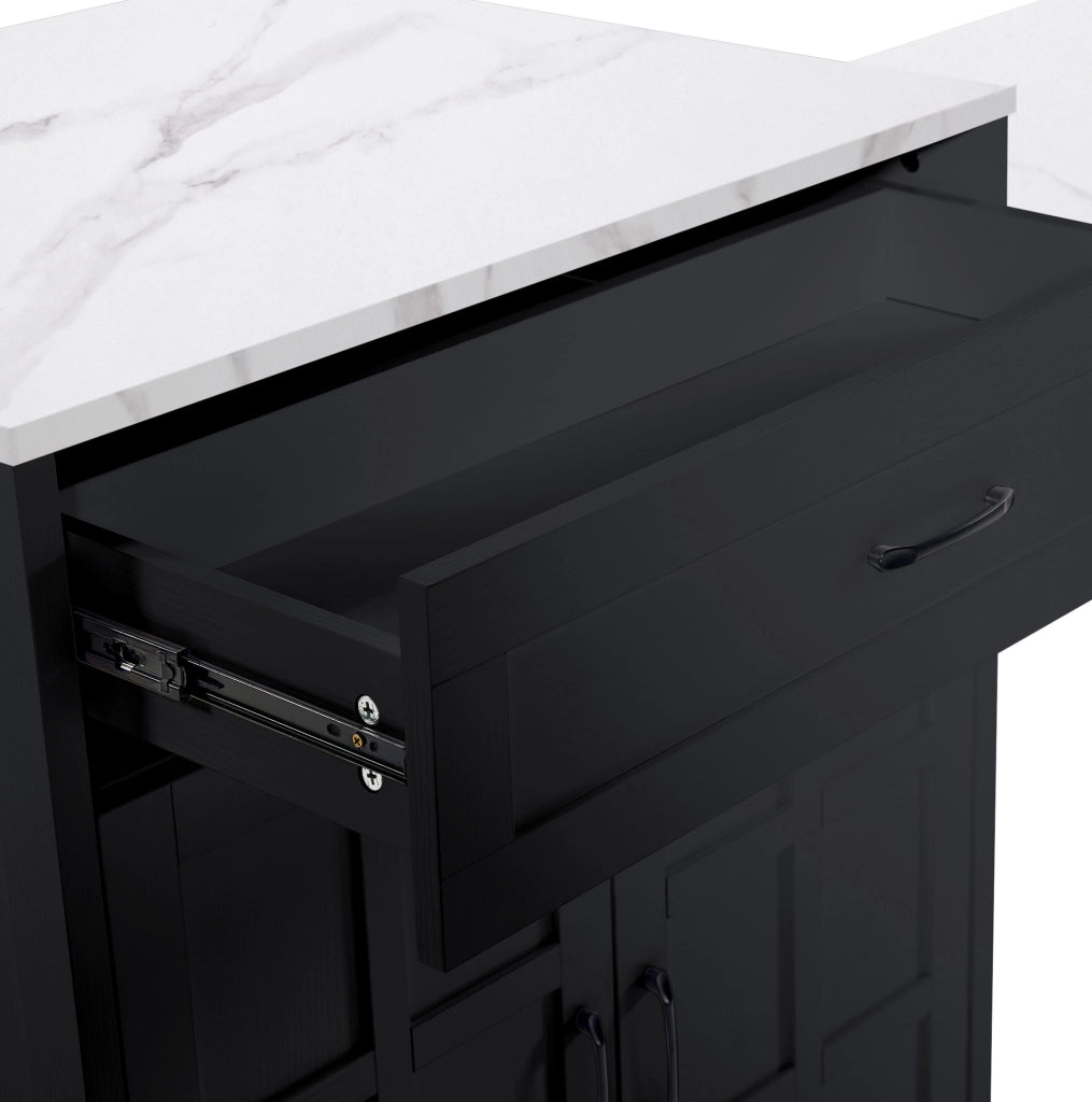 Tavolo bar allungabile 202x70x93.5 cm con spazio contenitivo in MDF nero