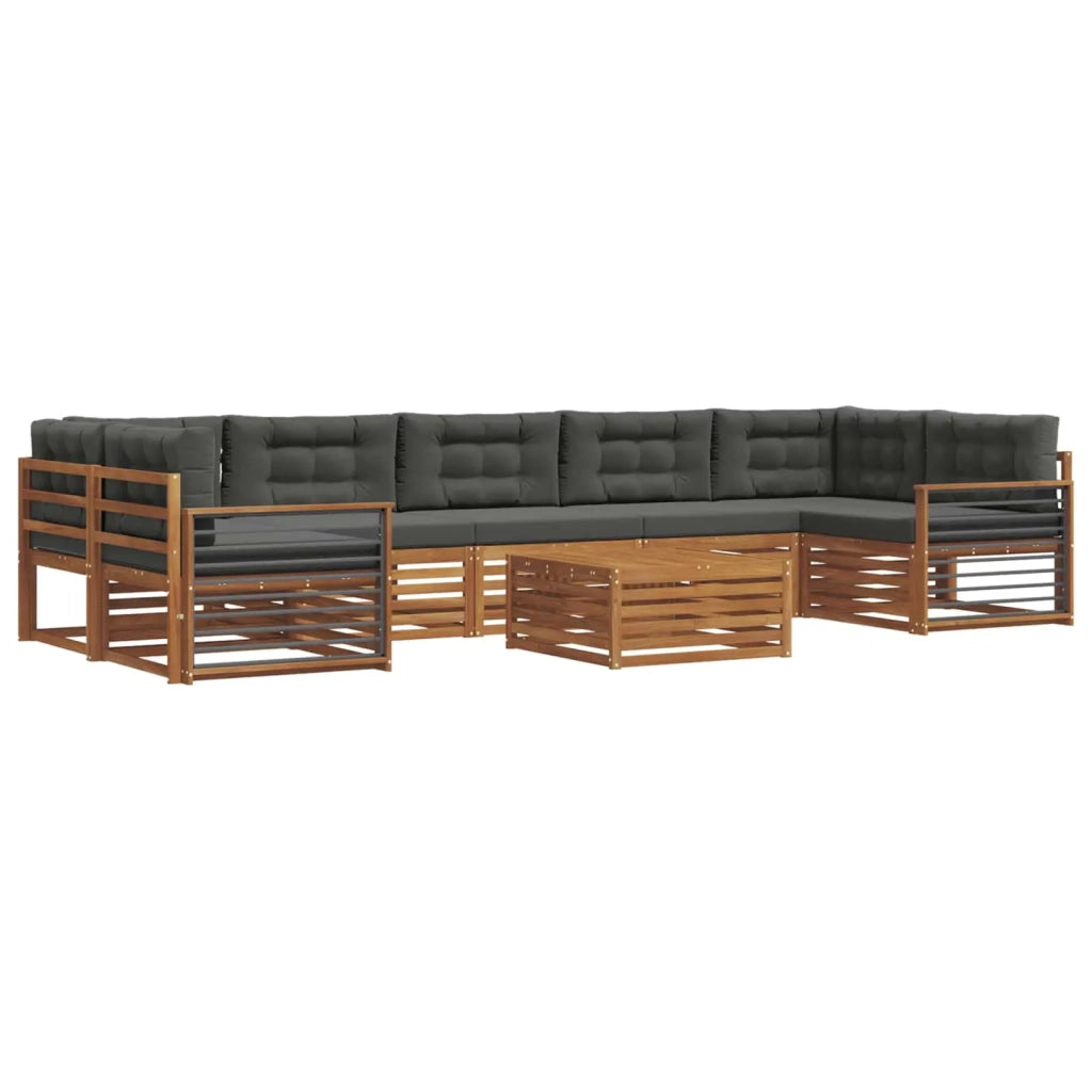 Set di divani da esterno con cuscino 8 pcs Naturale e Antracite 3373192