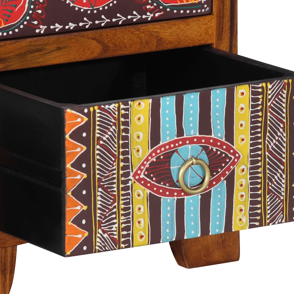 Comodini 2 pz-Set di 2 Tavolino da notte 35x35x45 cm in Legno Massello di Acacia