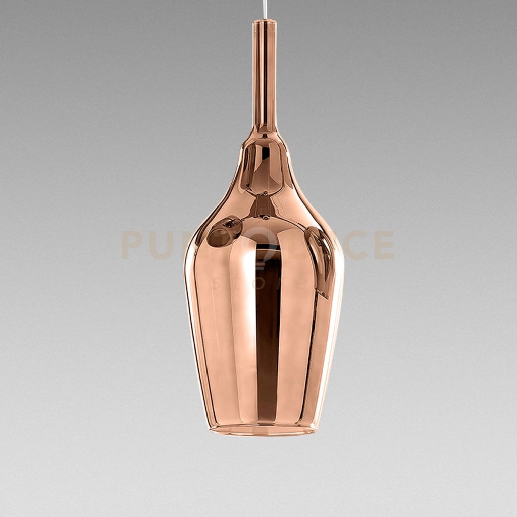 OFELIA S/12 -  VETRO  RAME SPECCHIATO E PORTALAMPADA BIANCO 1 LUCE ATTACCO G9 CAVO TRASPARENTE SENZA BASE DI ATTACCO D.18,5CM H.47,5M