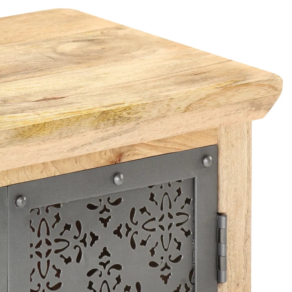Credenza con Ante in Acciaio 60x35x75 cm in Massello di Mango 289094