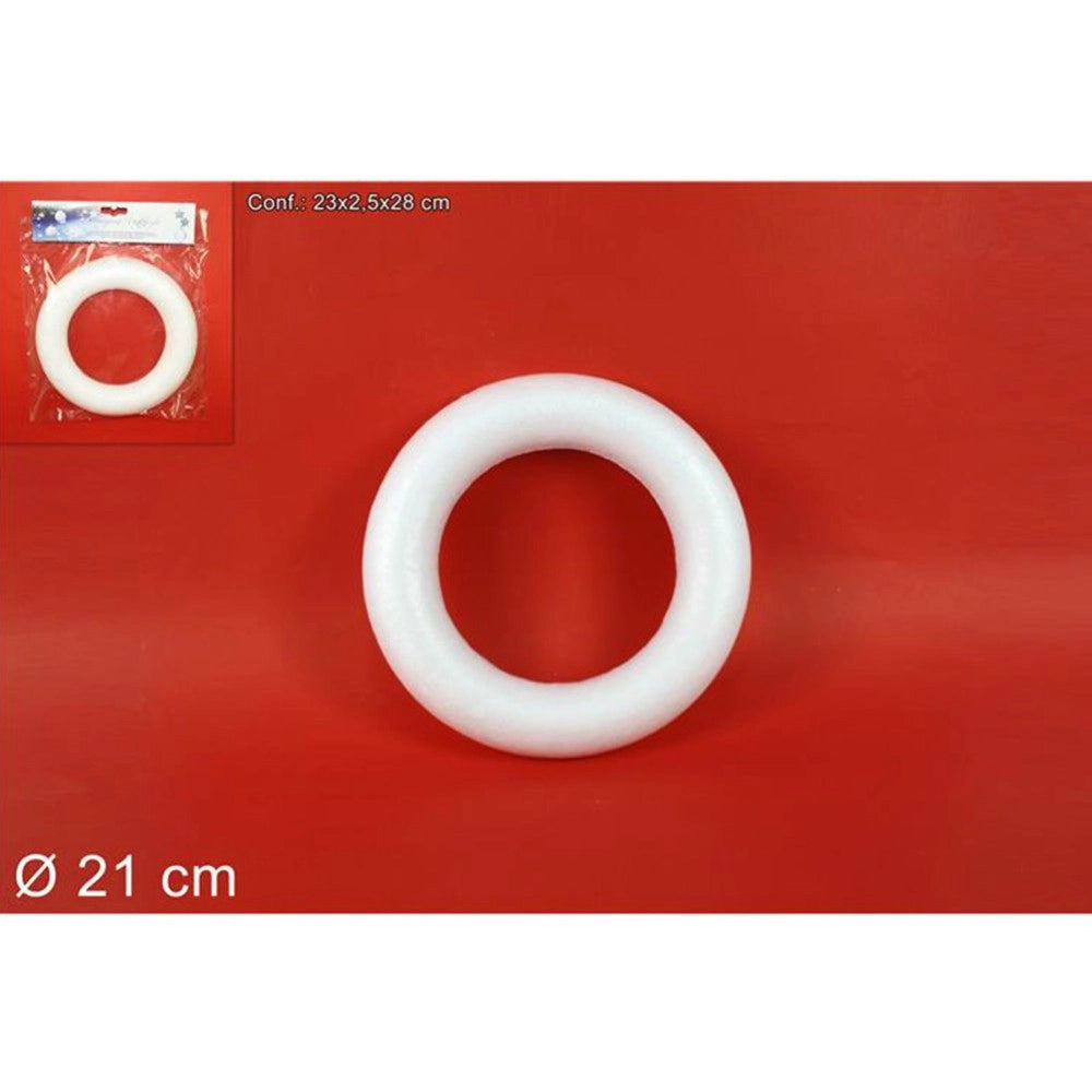 Trade Shop - 2 Anelli Cerchi Polistirolo 21cm Bianchi Decorazioni Natalizie Addobbi Natale -