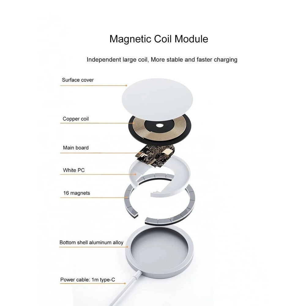 Trade Shop - Caricatore Senza Fili Magnetico Compatibile Con Iphone 12 Ricarica Veloce -