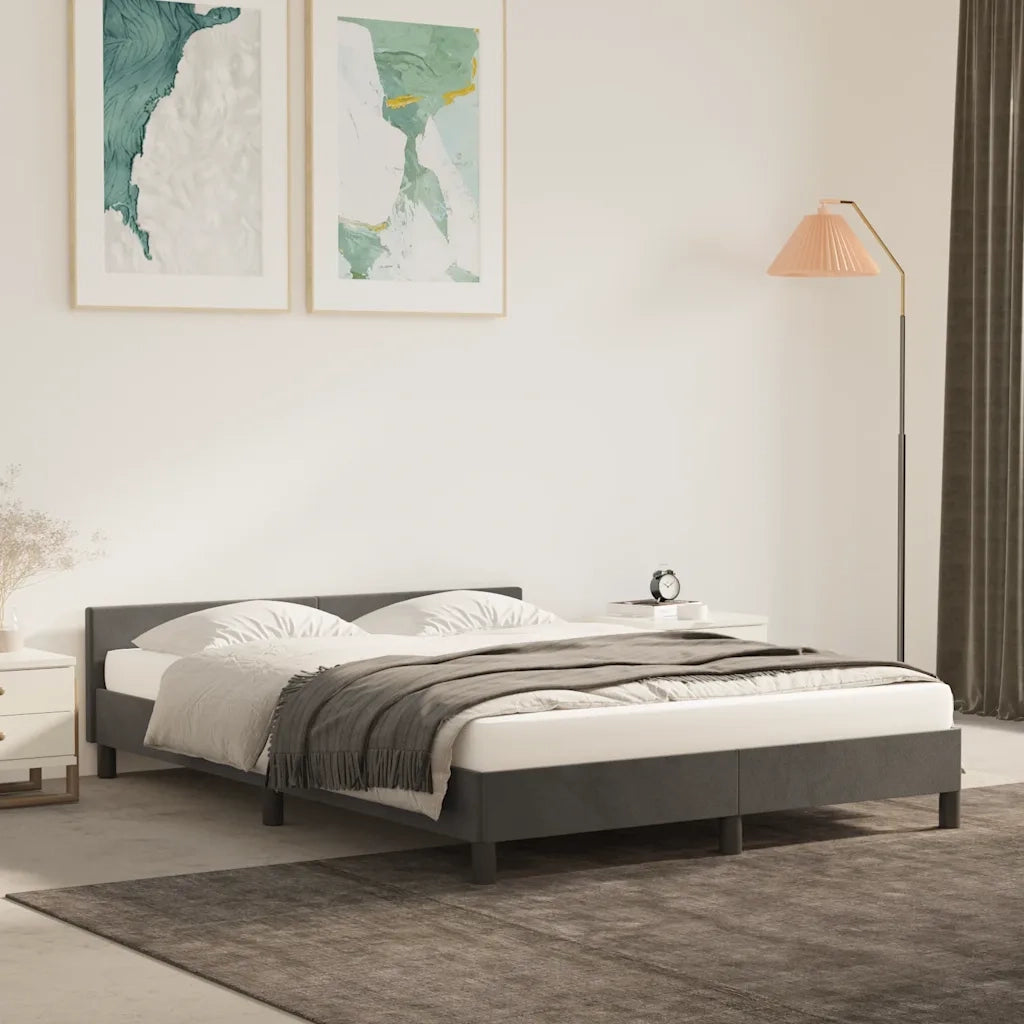 Giroletto senza Materasso-Struttura Letto Grigio Scuro 140x200 cm Velluto 763538