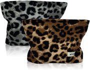 Borsa da trucco per donne 2 pezzi con stampa leopardo con cerniera borsa leopardo borsa da trucco borsa da toeletta per bambine e ragazze