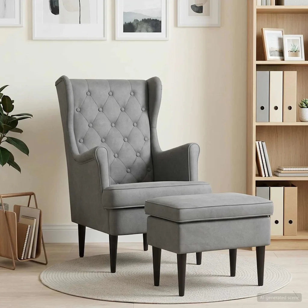 Poltrona con Ottomano 2 pz Grigio Scuro Velluto 3418821