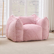 Fauteuil pouf ergonomico in pelliccia sintetica con imbottitura in schiuma, per soggiorno e camera da letto, rosa
