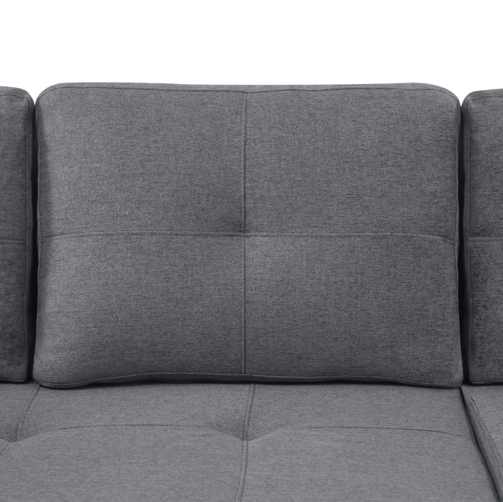 Divano letto angolare 211x136x87 cm modulare; estraibile con contenitore; lino grigio