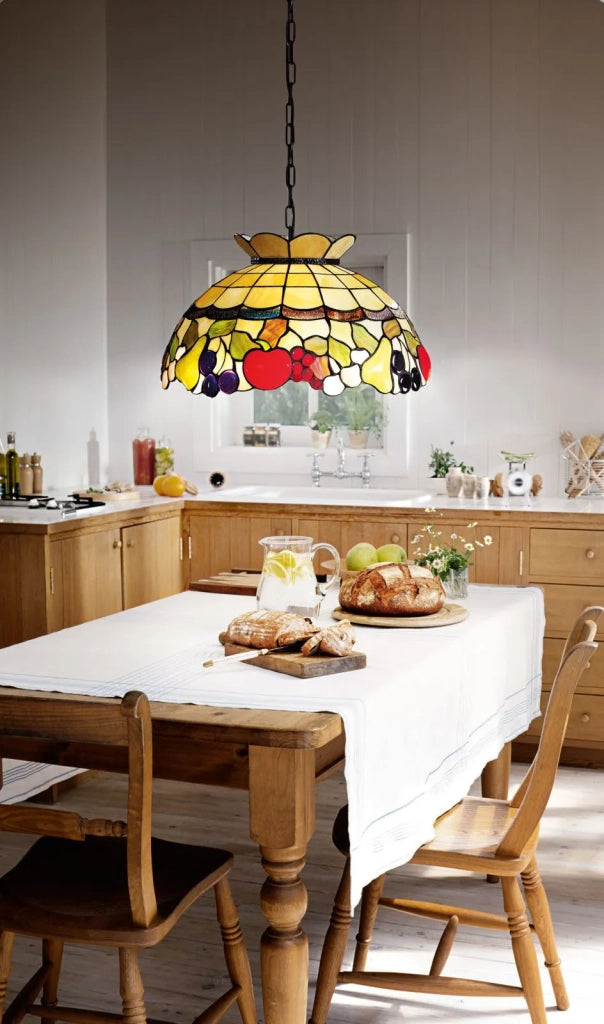 FRUIT SOSPENSIONE IN VETRO TIFFANY D.55CM 3 LUCI ATTACCO E27