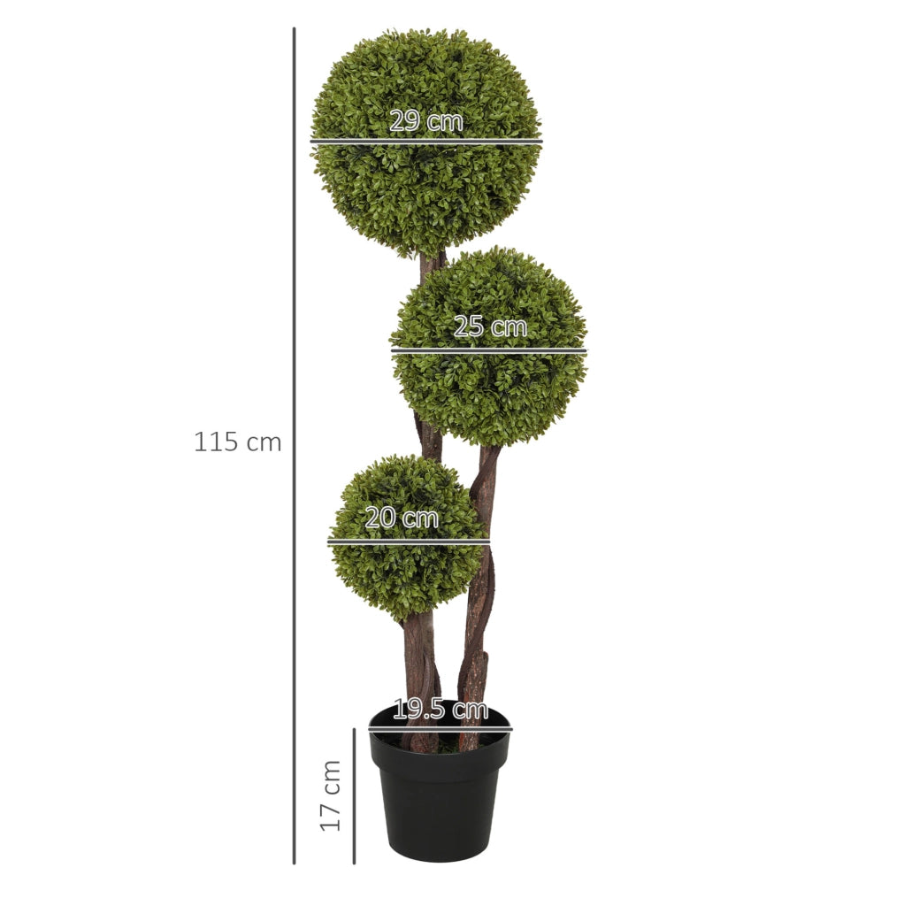 Buchsbaum artificiale 115 cm con vaso, pianta decorativa per interni ed esterni