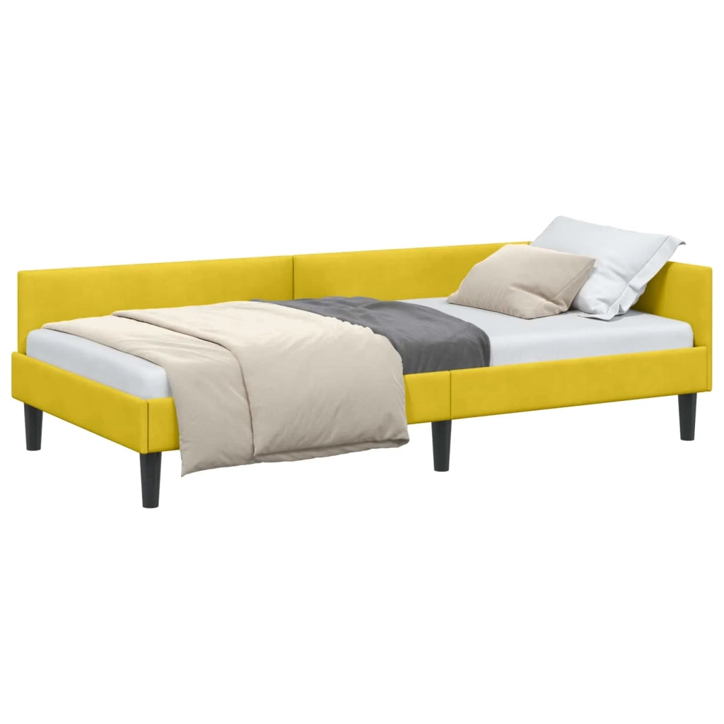 Letto singolo | Letto per adulti | Cornice del letto ad angolo Giallo 80 cm x 200 cm Velluto