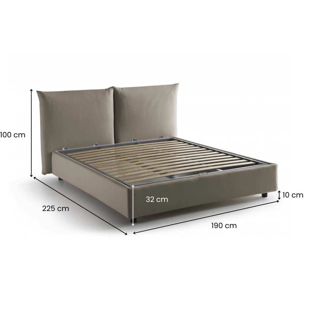 Letto Matrimoniale Aghineo, Letto Matrimoniale Sfoderabile Made in Italy, Grigio Tortora\