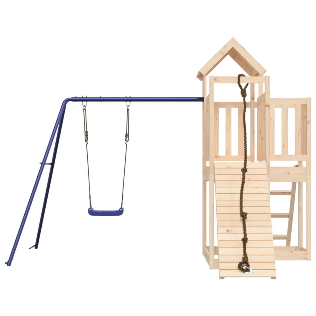 Altalena per parco giochi all'aperto scivolo altalena robusta giochi da giardino 286 x 248 x 214 cm legno di pino massiccio 02_0004734