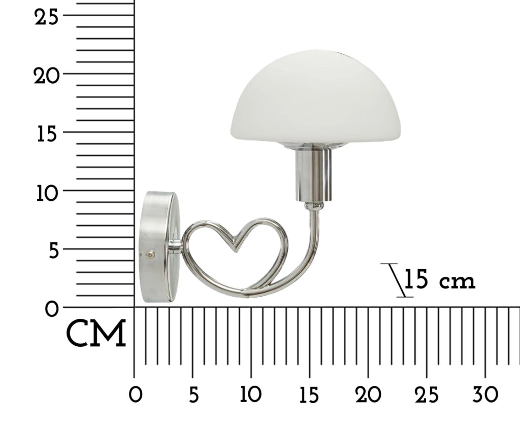 Lampada da Muro Lovy Silver 23x15x22 cm in Vetro e Ferro Argento e Bianco