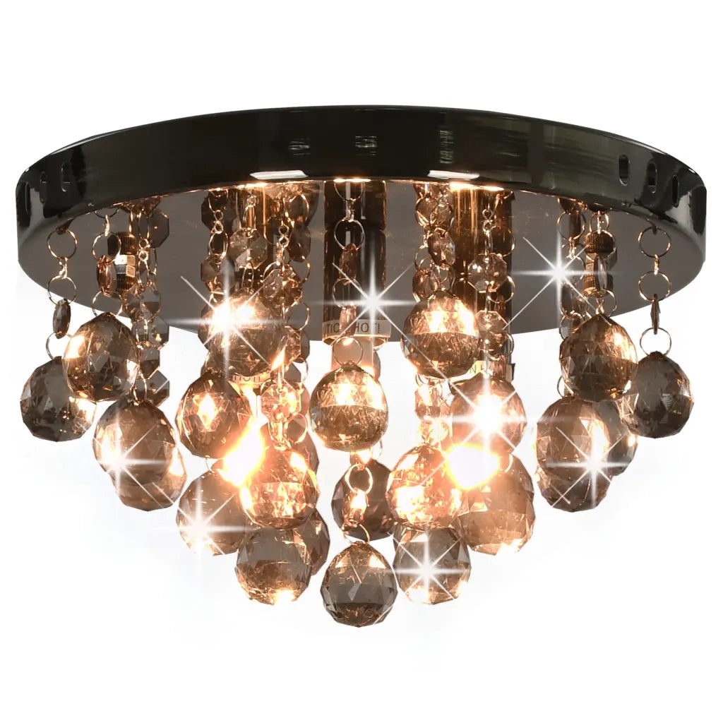 Lampadario con Perle FumÃ© Tondo Nero G9cod mxl 79818