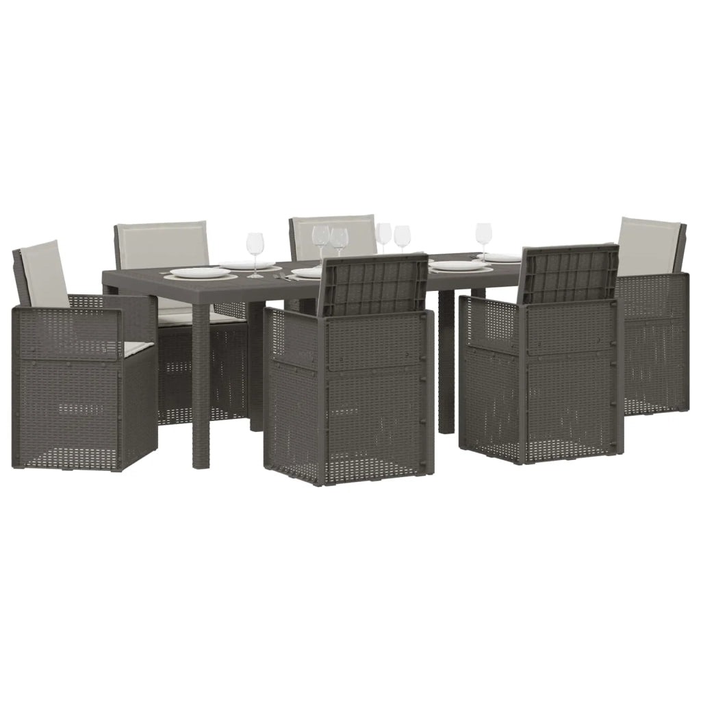 Set da Pranzo per Giardino con cuscino 7 pcs Grigio Chiaro PP