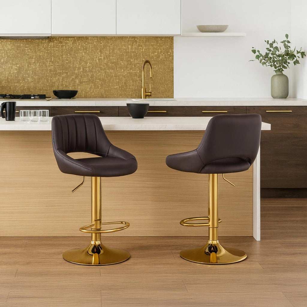 Sgabello da bar Milet in ecopelle oro 1