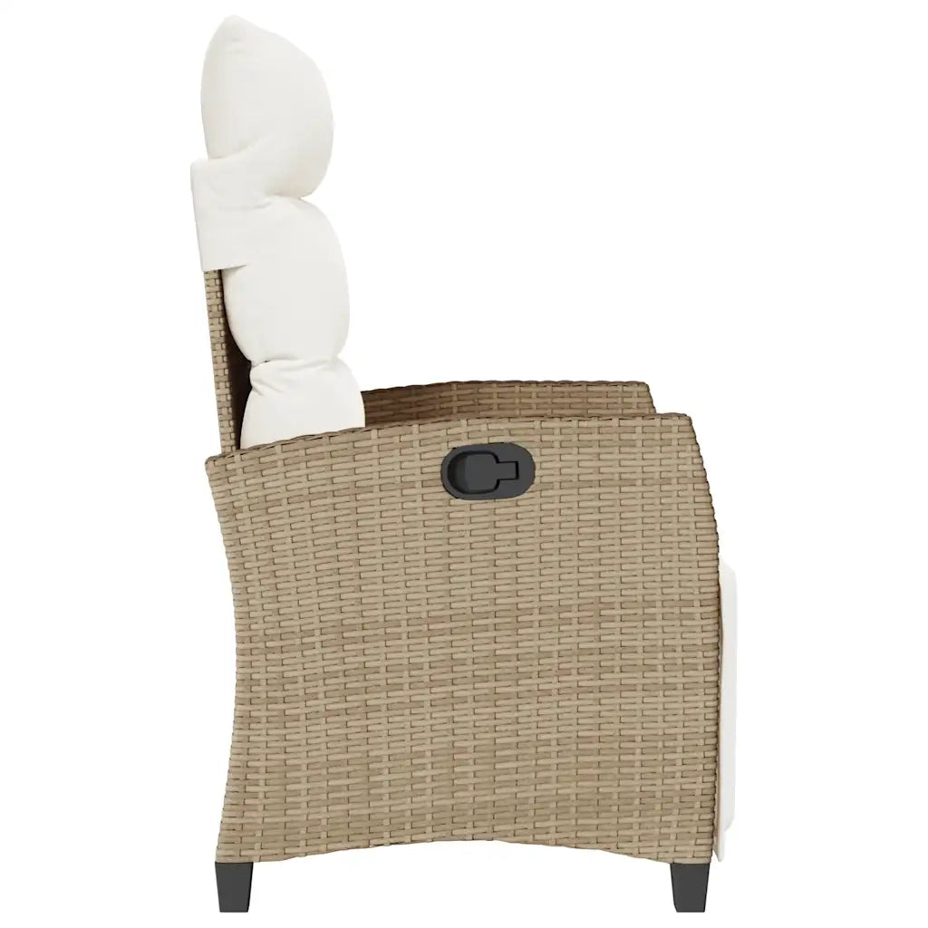 Sedia Reclinabile da Giardino | Sedie da Esterno con Tavolino Beige Polyrattan