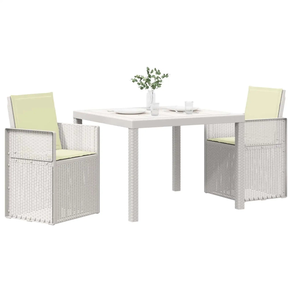 Set da Pranzo per Giardino con cuscino 3 pcs Bianco e Crema PP 3430047
