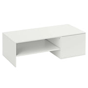 Tavolino da Caffè 110x52x36 cm con Piano Scorrevole e Ripiano Aperto e a Scomparsa in Legno Bianco