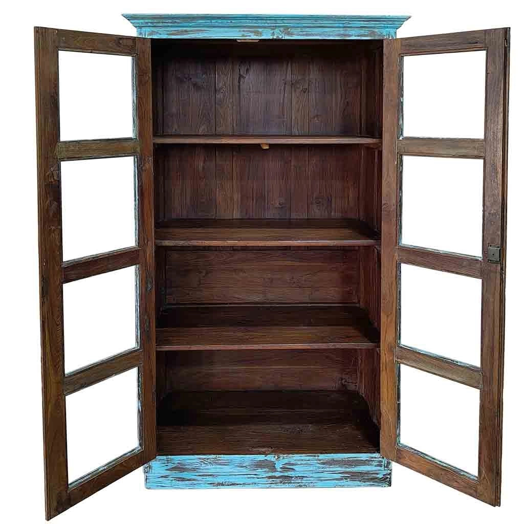 Vetrina artigianale in legno 100-110x40-45x170-180h cm
