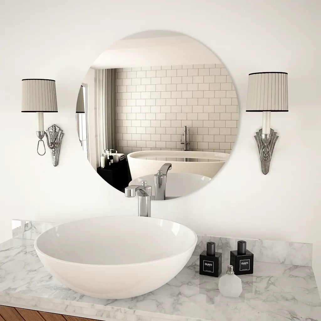 Specchio da Parete-Specchio a Muro-Specchio Decorativo 60 cm in Vetro Circolare