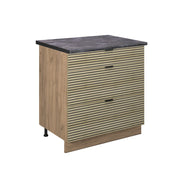 Mobiletto base per cucina Fame-Line Pannello in quercia/Rovere dorato 80 cm con 3 cassetti, PL Antracite Vicco