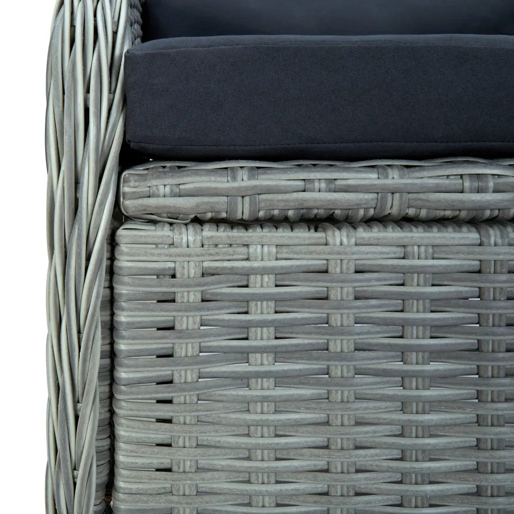 Set Pranzo da Giardino 9pz con Cuscini Polyrattan Grigio Chiaro cod mxl 52861