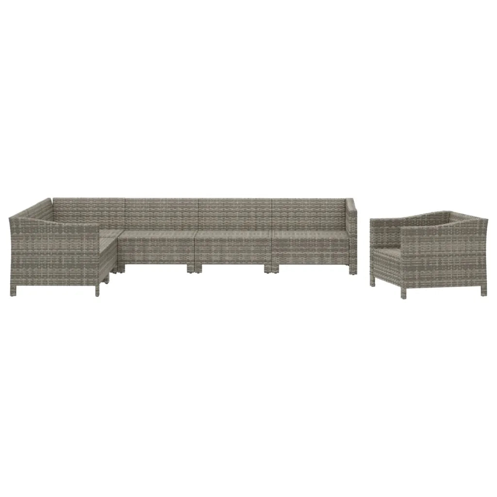 Set Divani da Giardino 7 pz con Cuscini in Polyrattan Grigio 3187286