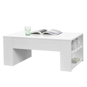 Tavolino da caffè/da Divano 42 x 100 x 60 cm Tavolo Basso da Salotto/Soggiorno in Forma Rettangolare con 2 Scomparti Unilaterali - Bianco