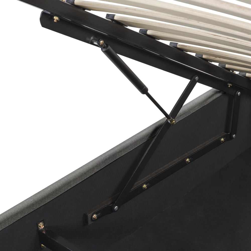 Letto a doghe ottomana imbottita in tessuto di poliestere grigio contenitore 140 cm 6 doppia dimensione design moderno