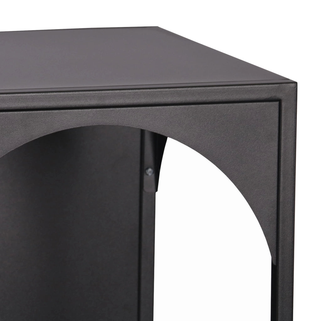 Tavolino Akaa con Scomparto Aperto Arcuato 52 x 35 x 35 cm Nero [en.casa]