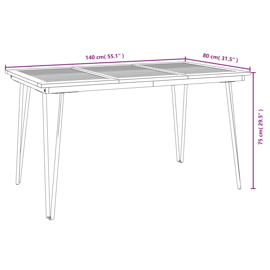Set Pranzo da Giardino 5 pz Legno Massello di Acacia e Metallo 3155414