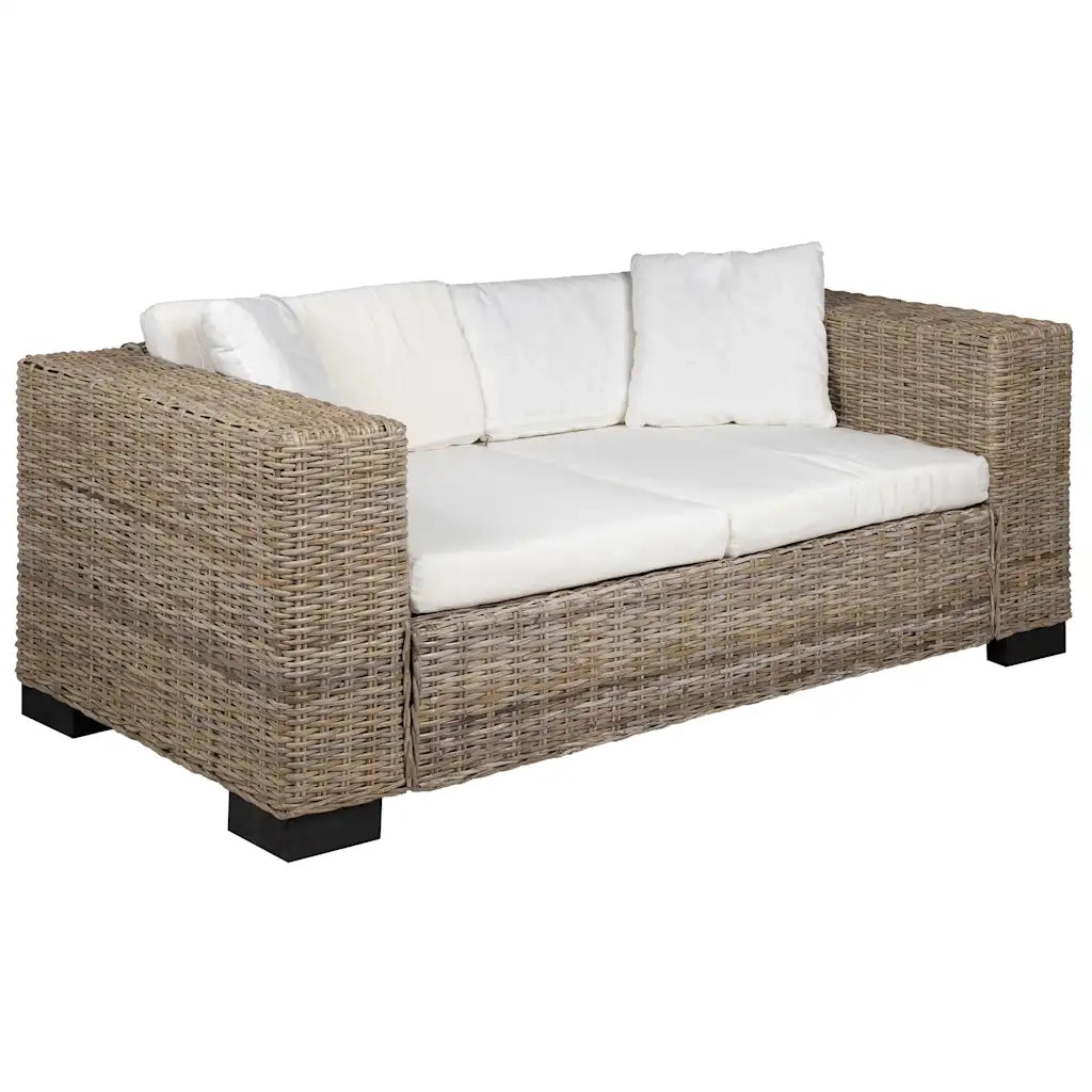 Divano a 2 Posti 7 pz in Rattan Naturale 243245