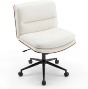 Sedia Ufficio Girevole con Ruote, Sedile Curvo, Schienale Reclinabile, Poltrona Scrivania con Altezza Regolabile, per Lavoro, Studio, Relax, Portata 110 kg (Bianco)