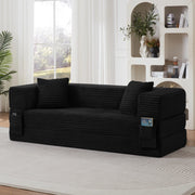 Divano Convertibile in Letto in Schiuma con Rivestimento a Corda, Design Classico, Nero