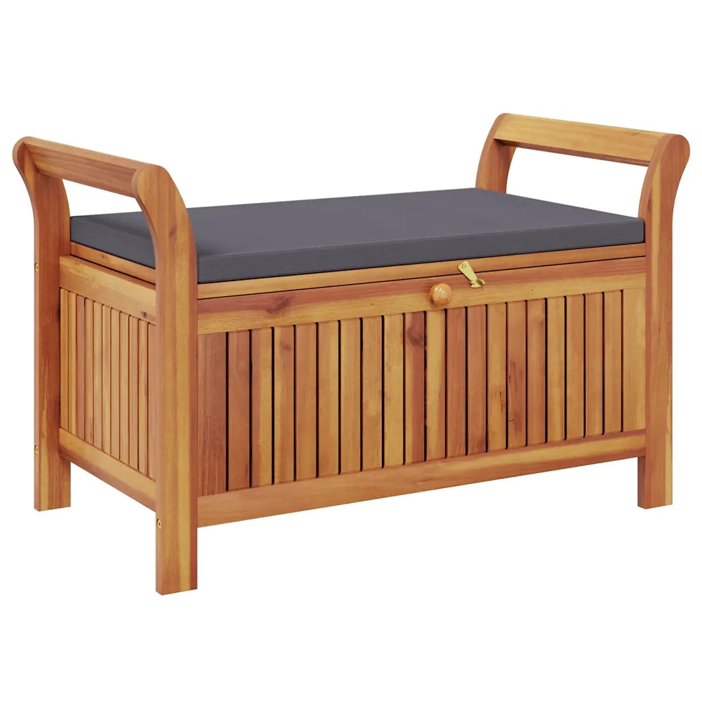 Panca Portaoggetti Giardino Cuscino 91 cm Legno Massello Acacia 319716