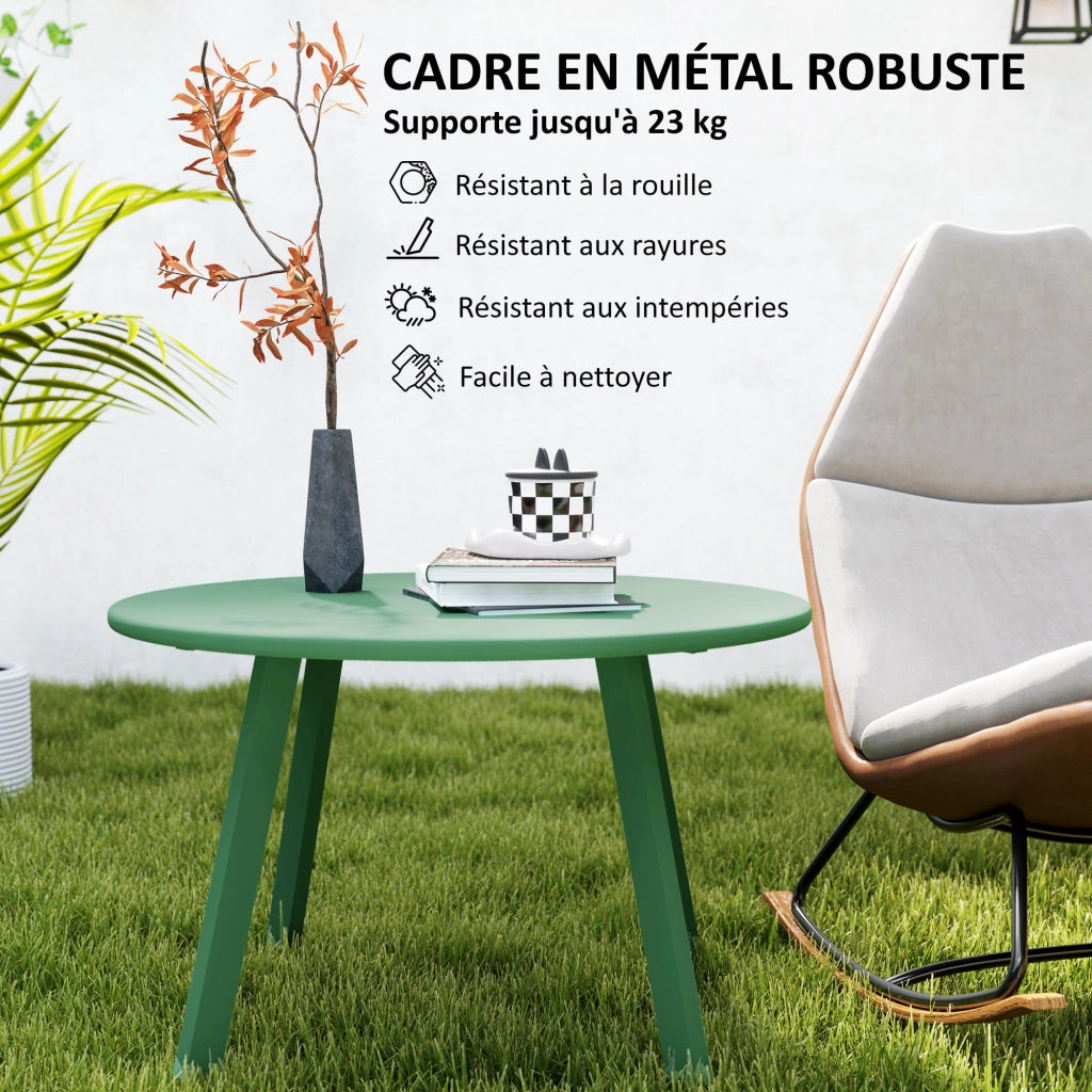 Tavolino da giardino rotondo ¨C ZephMum ¨C verde, metallo, ?70x42 cm