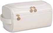 Organizzatore per toilette in pelle, kit doppio impermeabile per accessori da bagno, bianco