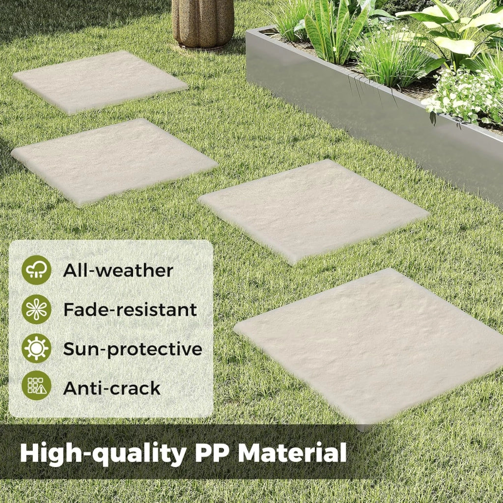 Pedane giardino, 8 pezzi, per marciapiedi, 39,5 x 39,5 cm, lastre in pietra, in plastica, lastre di cemento per aiuole con 32