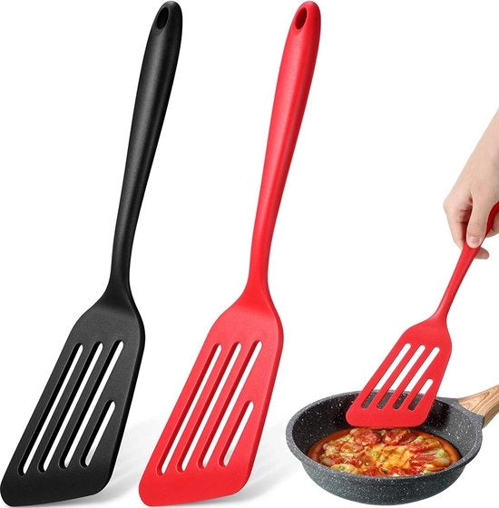 Due spatole da cucina in silicone, spatole a canna in silicone, spatole antiaderenti a canna con nucleo profondo, termoresistenti, spatole per cucina per raschiare, per friggere, per spostare alimenti