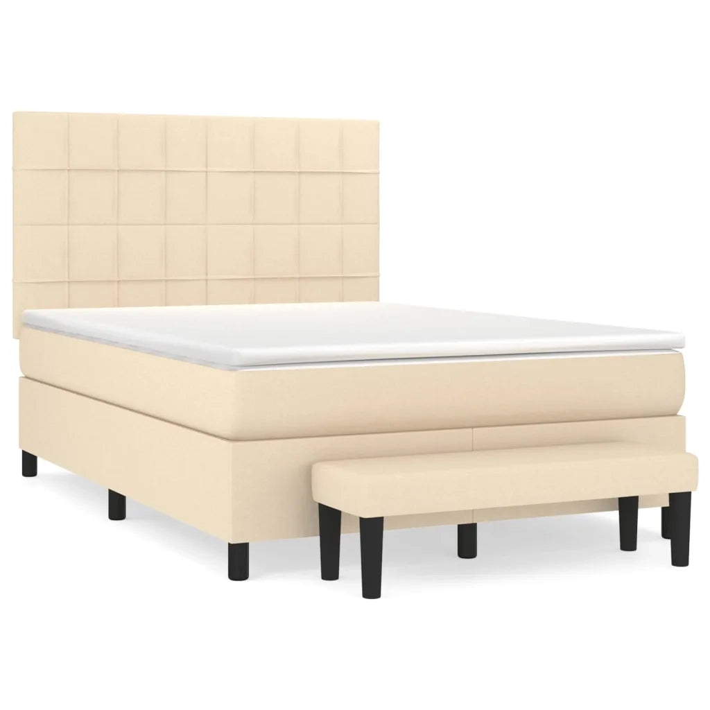 Giroletto a Molle con Materasso Crema 140x19 cm in Tessuto 3136594