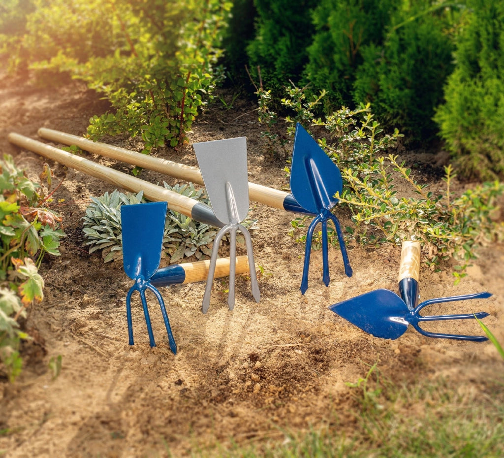 Zappa da giardino KADAX per scavare con forca da 9,5 cm, gancio da 132 cm