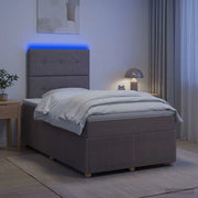 Letto Box Spring LED con Materasso Tortora 120 x 190 cm Tessuto 3455815