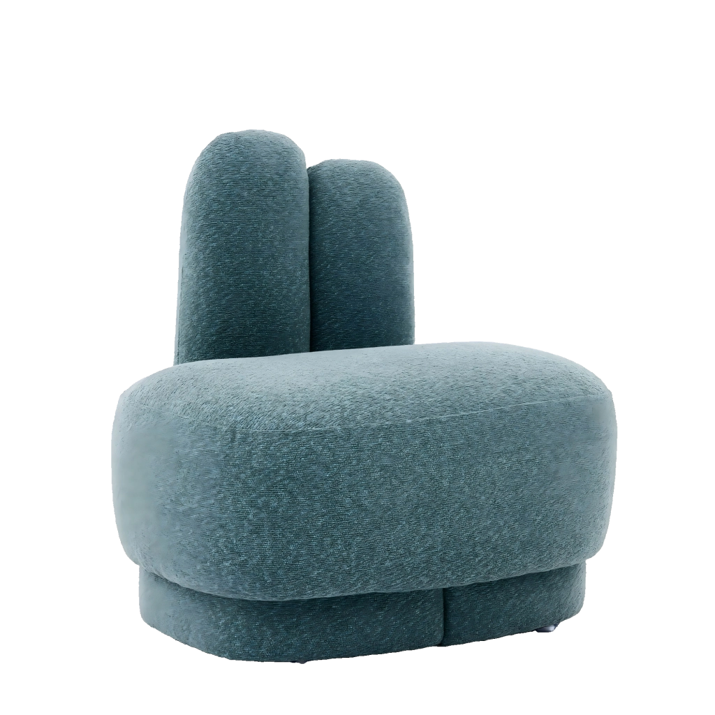 Pouf a forma di coniglio con orecchie ricamate e rivestimento in tessuto verde