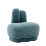 Pouf a forma di coniglio con orecchie ricamate e rivestimento in tessuto verde